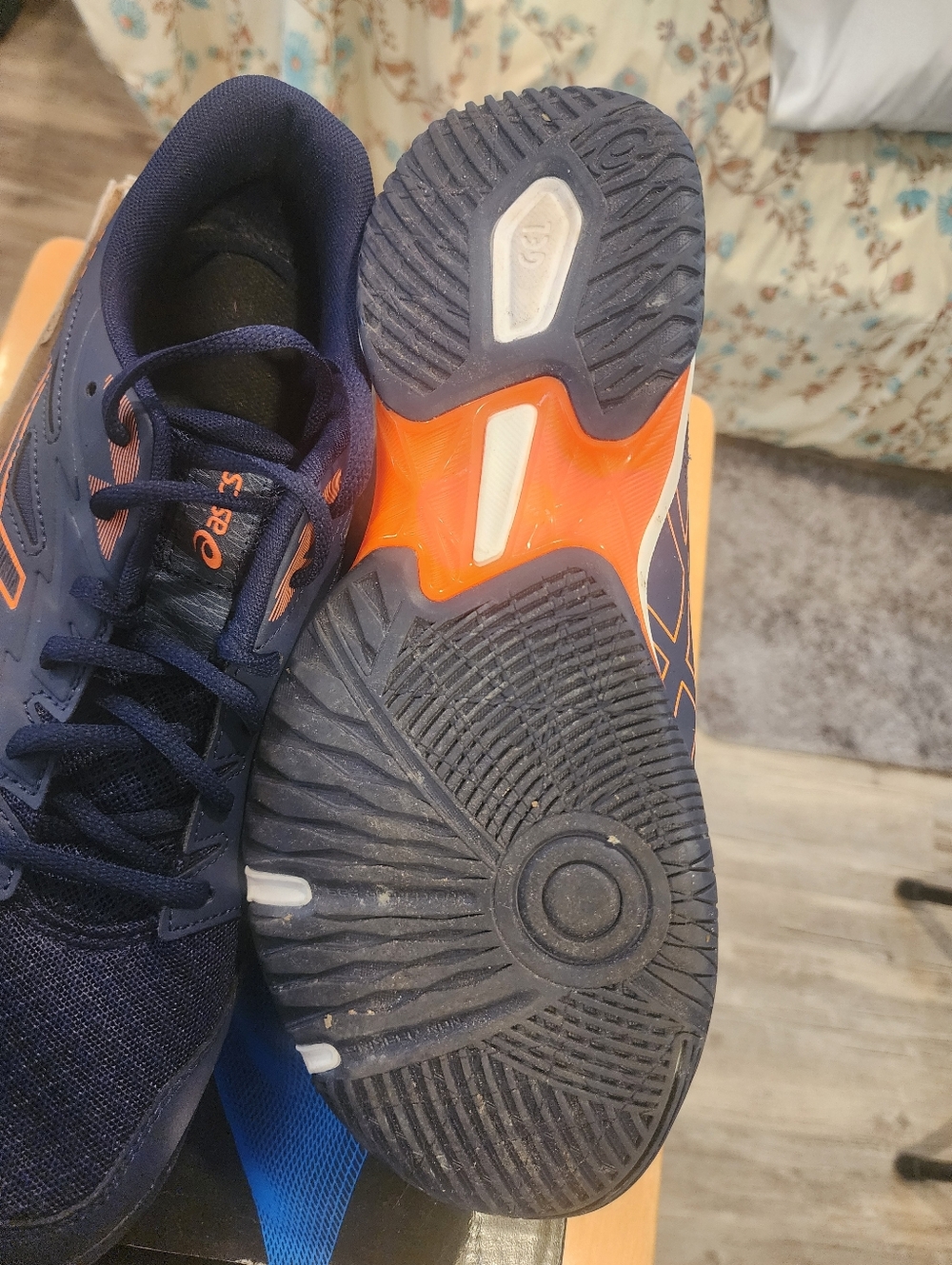 Asics Navy and Orange Gel-Rocket 11 Volleyball Shoes - Picture 2 of 6